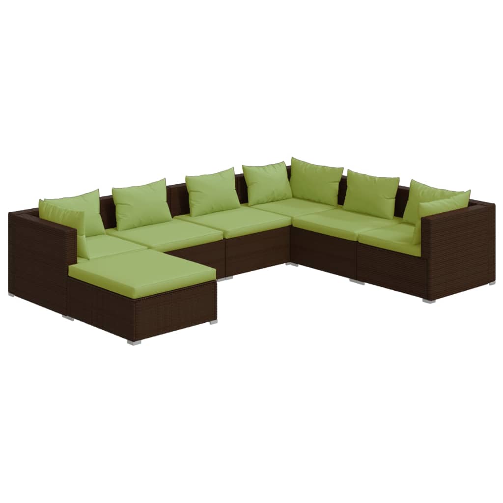 Garden Lounge Set Brown PE rattan, Powder-coated steel, Plastic