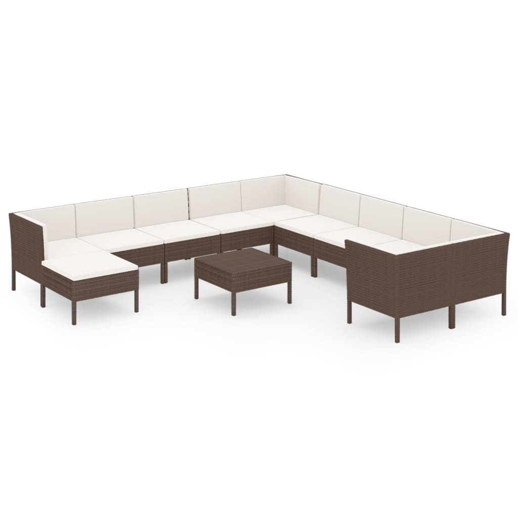 Garden Lounge Set Brown Poly Rattan 12 Piece Set Modular