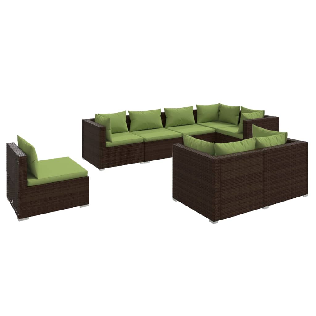 Garden Lounge Set Brown Poly Rattan Large Adjustable Armrests