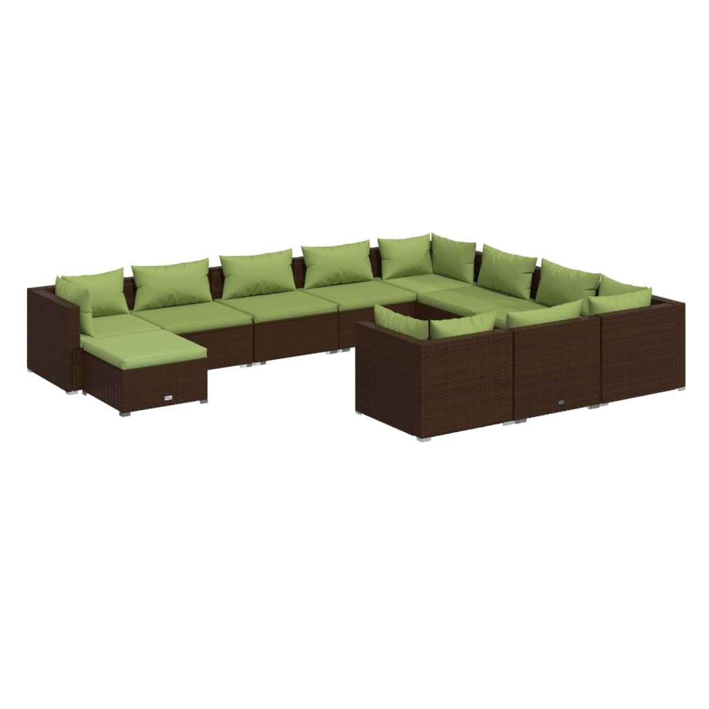 Garden Lounge Set Brown Poly Rattan Large Modular