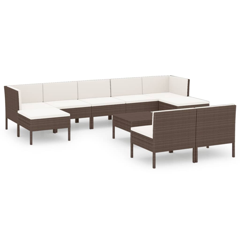 Garden Lounge Set Brown Poly Rattan Standard Modular