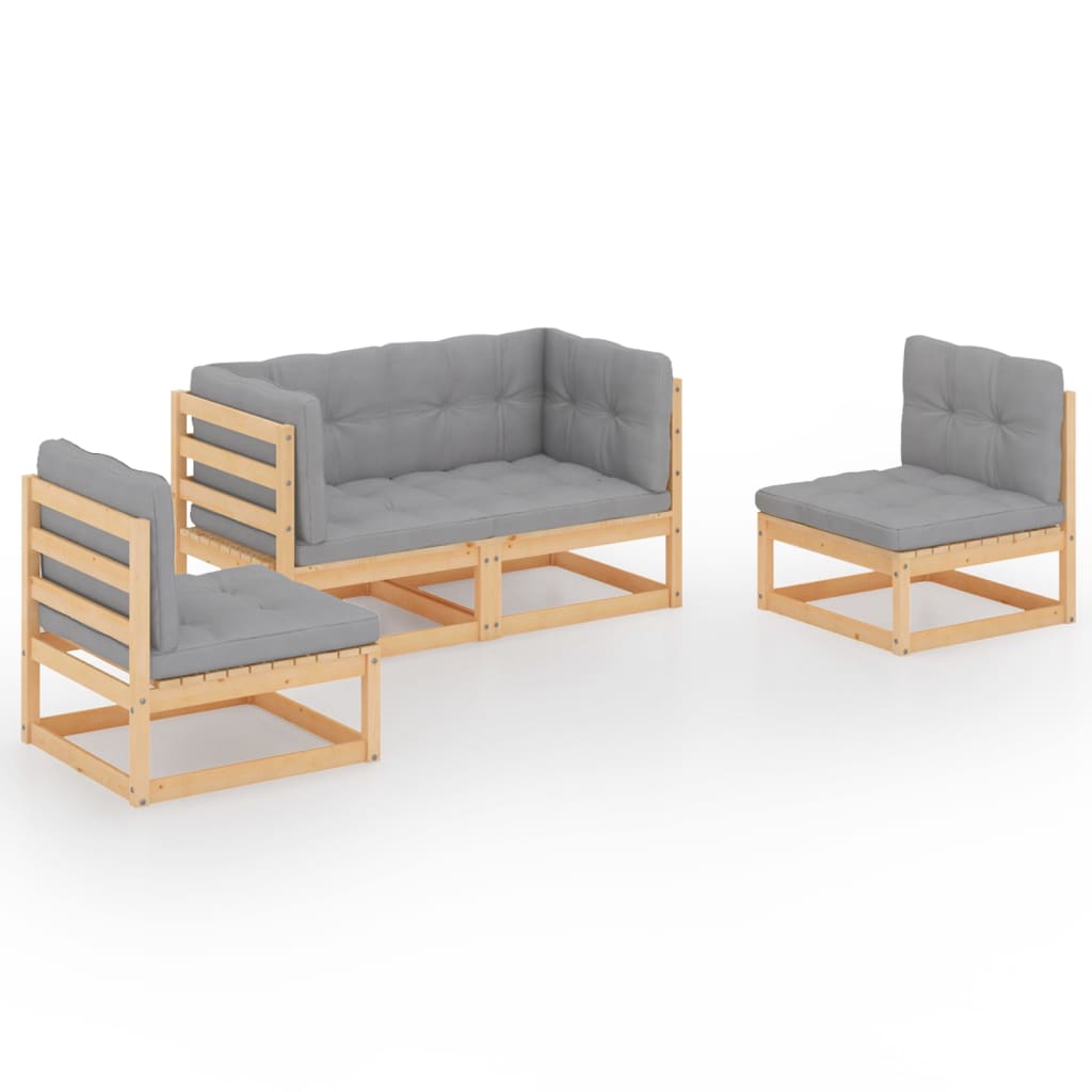 Garden Lounge Set Brown Solid pinewood Large Modular