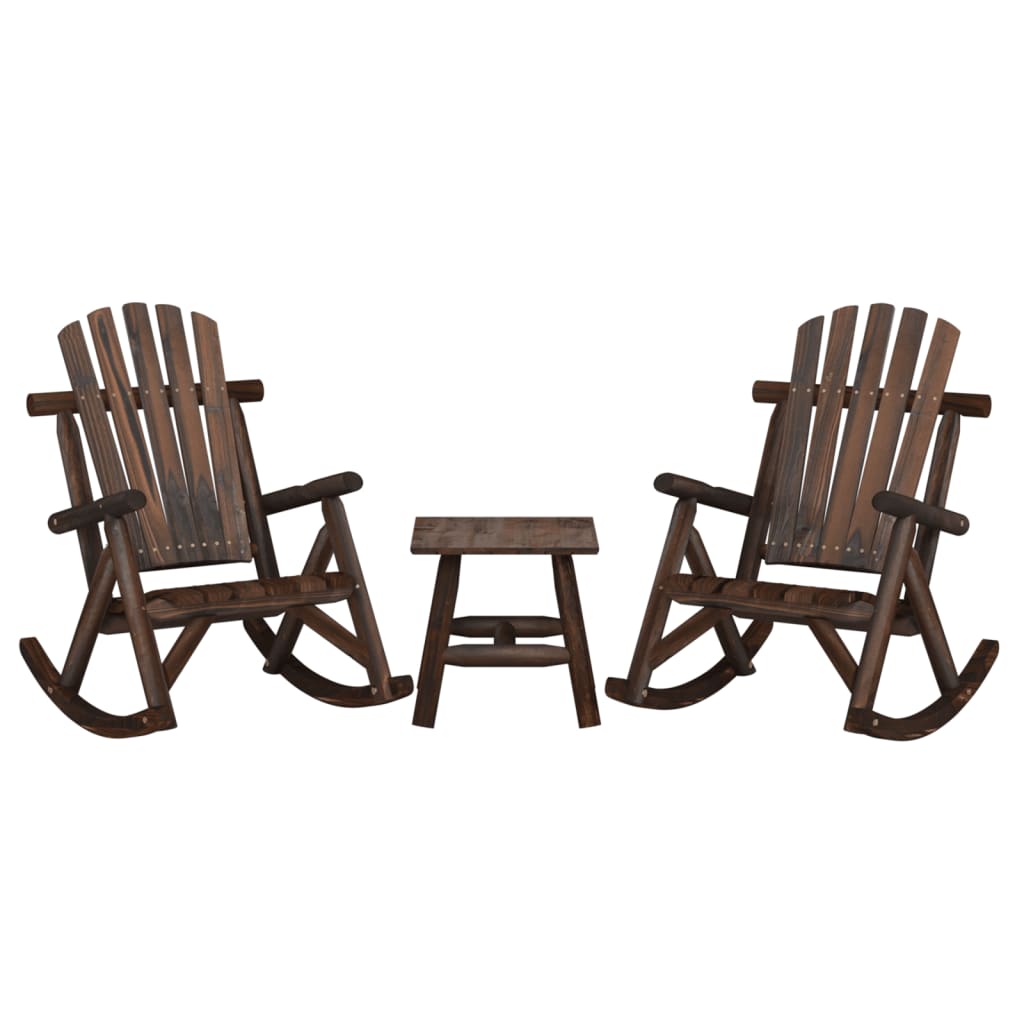 Garden Lounge Set Burned Wood Solid spruce wood 3 Piece Set