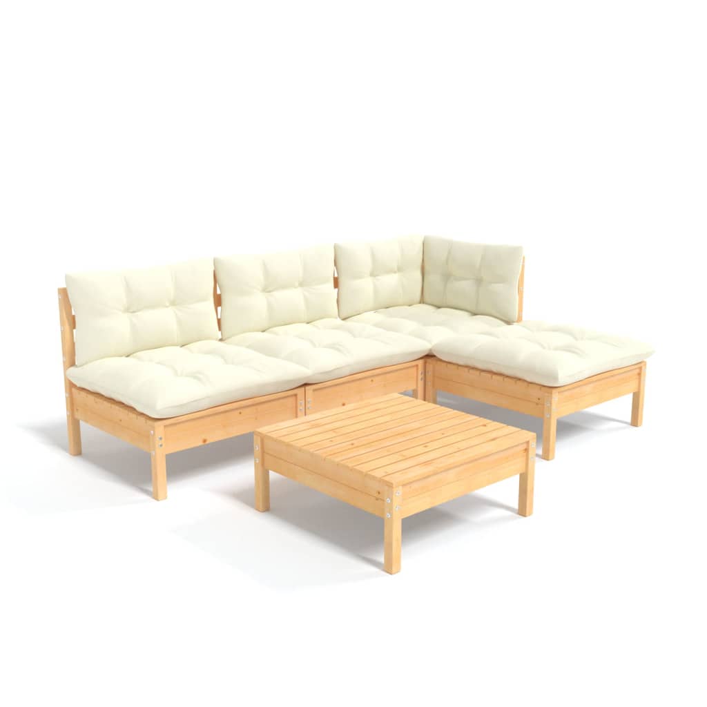 Garden Lounge Set Cream, Natural Pine