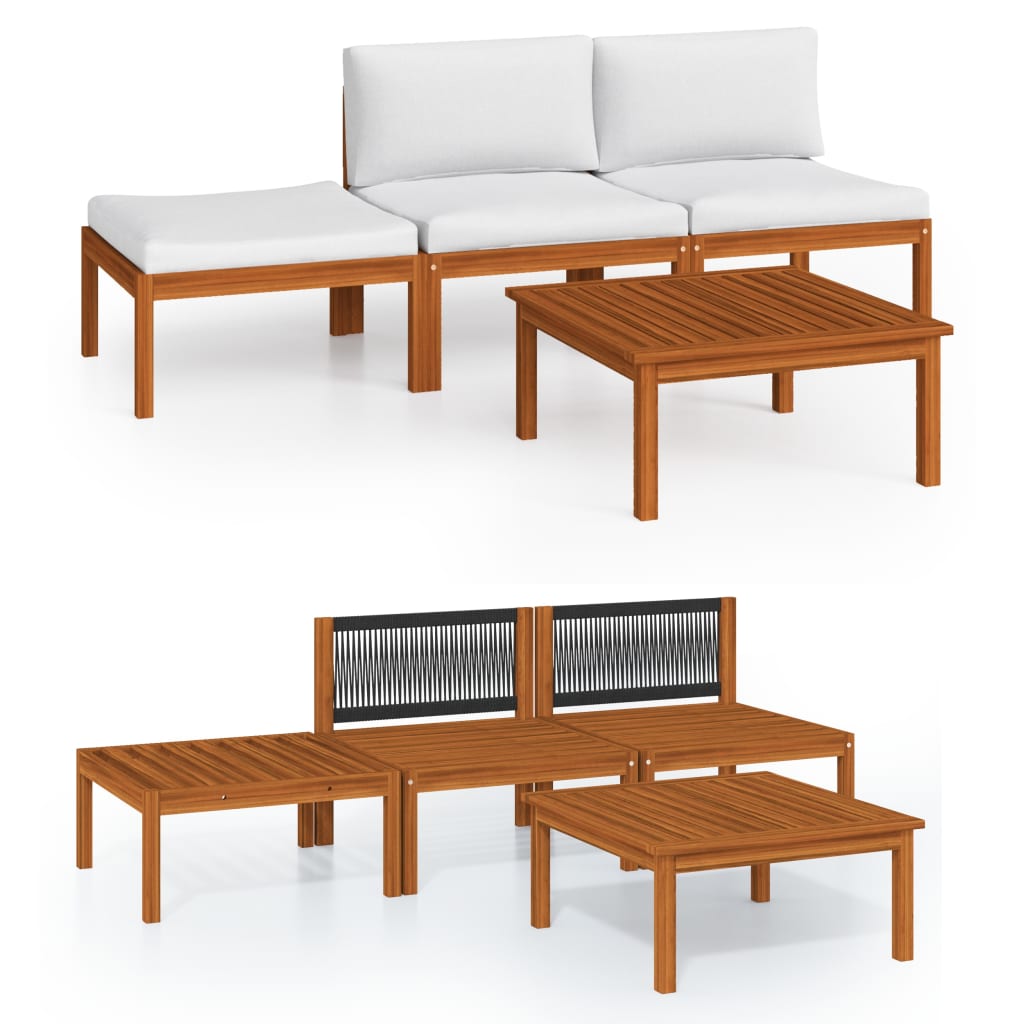 Garden Lounge Set Cream Solid acacia wood 4 Piece Set