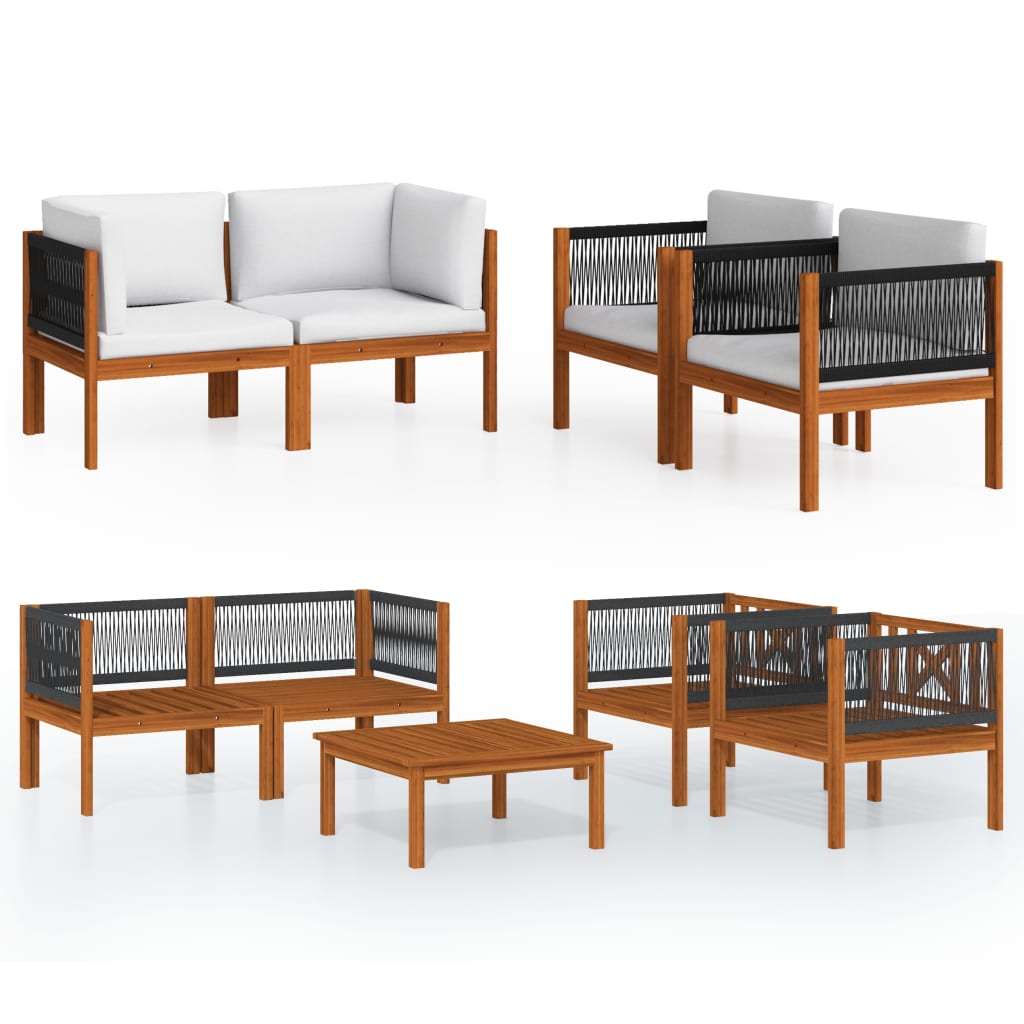 Garden Lounge Set Cream Solid acacia wood Large Garden Lounge Set