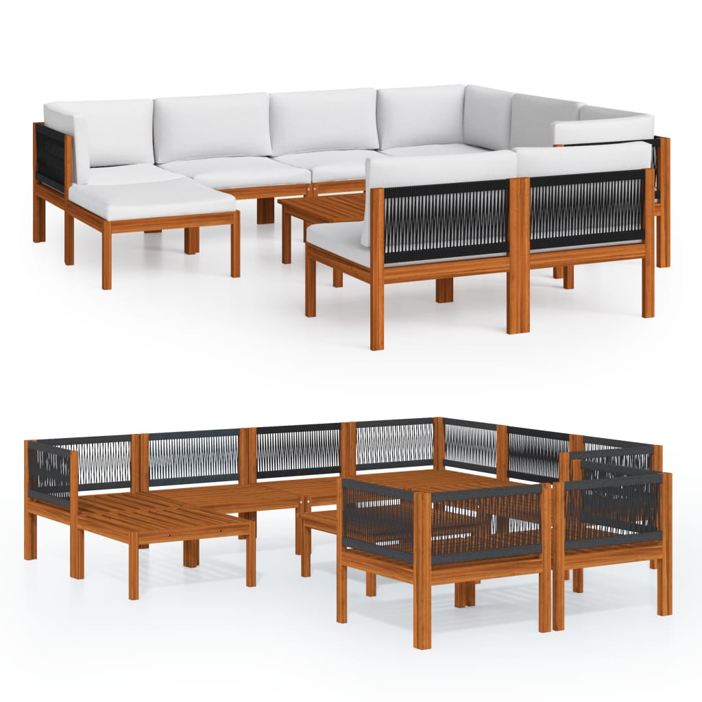 Garden Lounge Set Cream Solid Acacia wood Large Modular