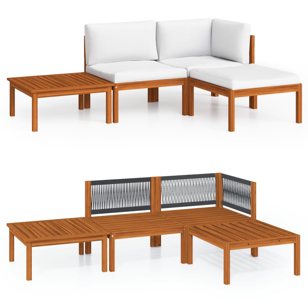 Garden Lounge Set Cream Solid acacia wood Medium Durable