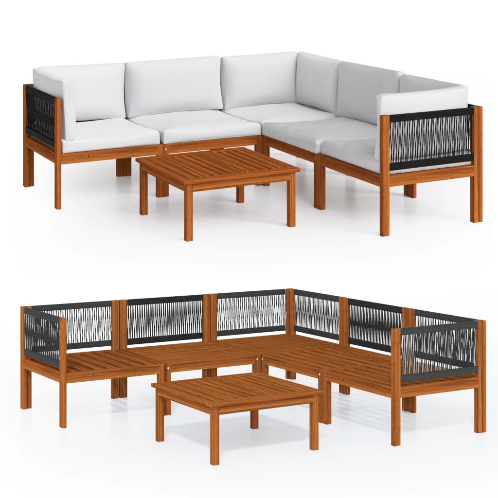 Garden Lounge Set Cream Solid acacia wood Medium Modular
