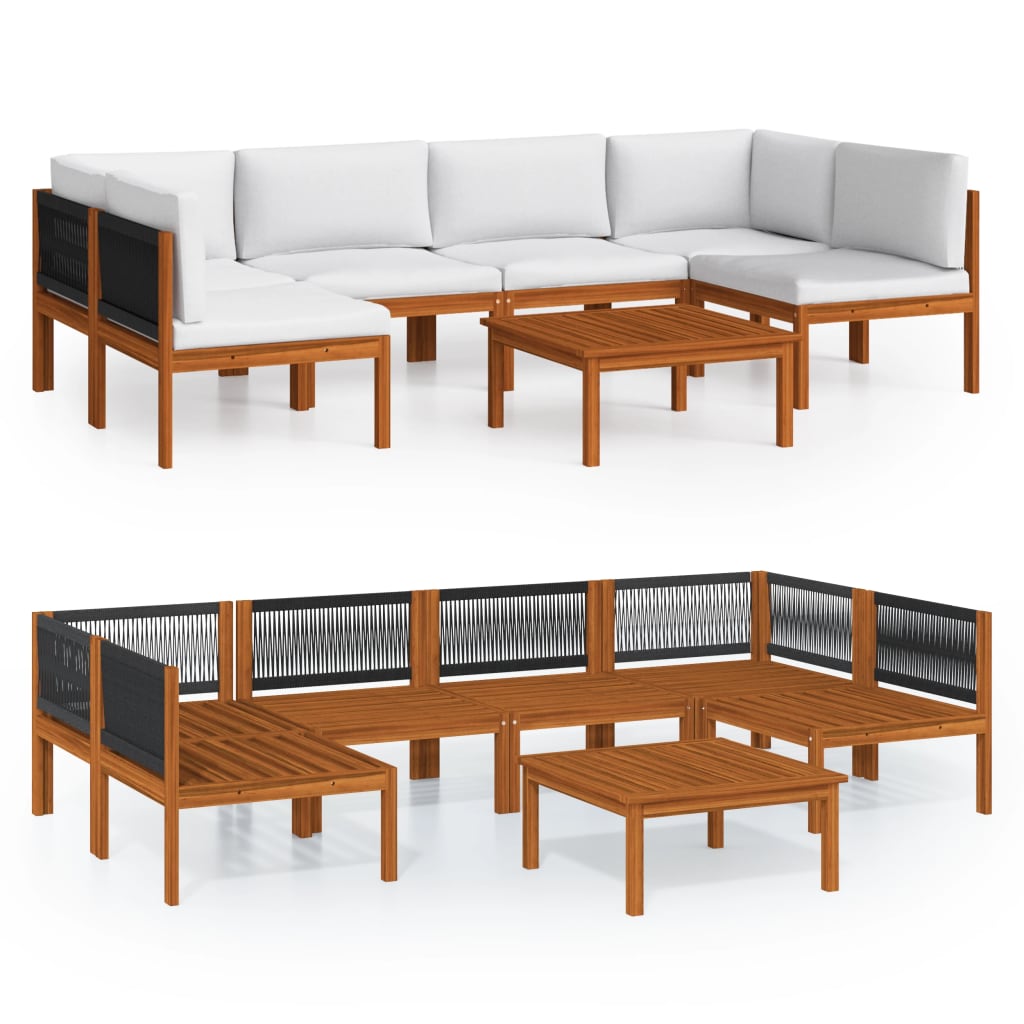 Garden Lounge Set Cream Solid Acacia wood Medium Modular