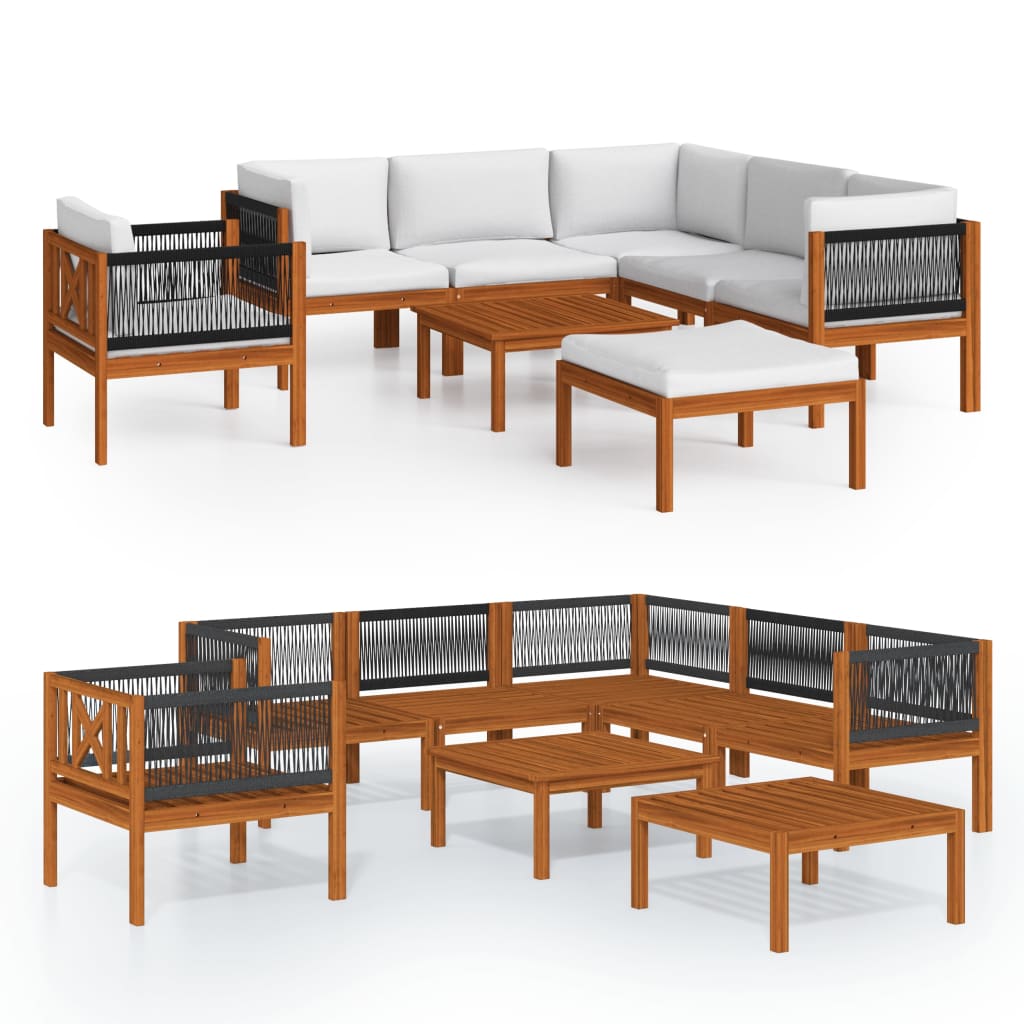 Garden Lounge Set Cream Solid acacia wood Medium Modular