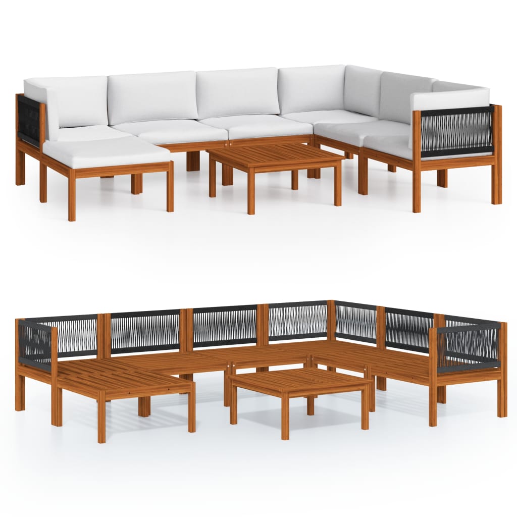 Garden Lounge Set Cream Solid Acacia wood Medium Modular