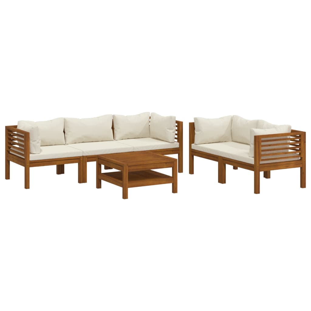 Garden Lounge Set Cream Solid Acacia wood Medium Modular