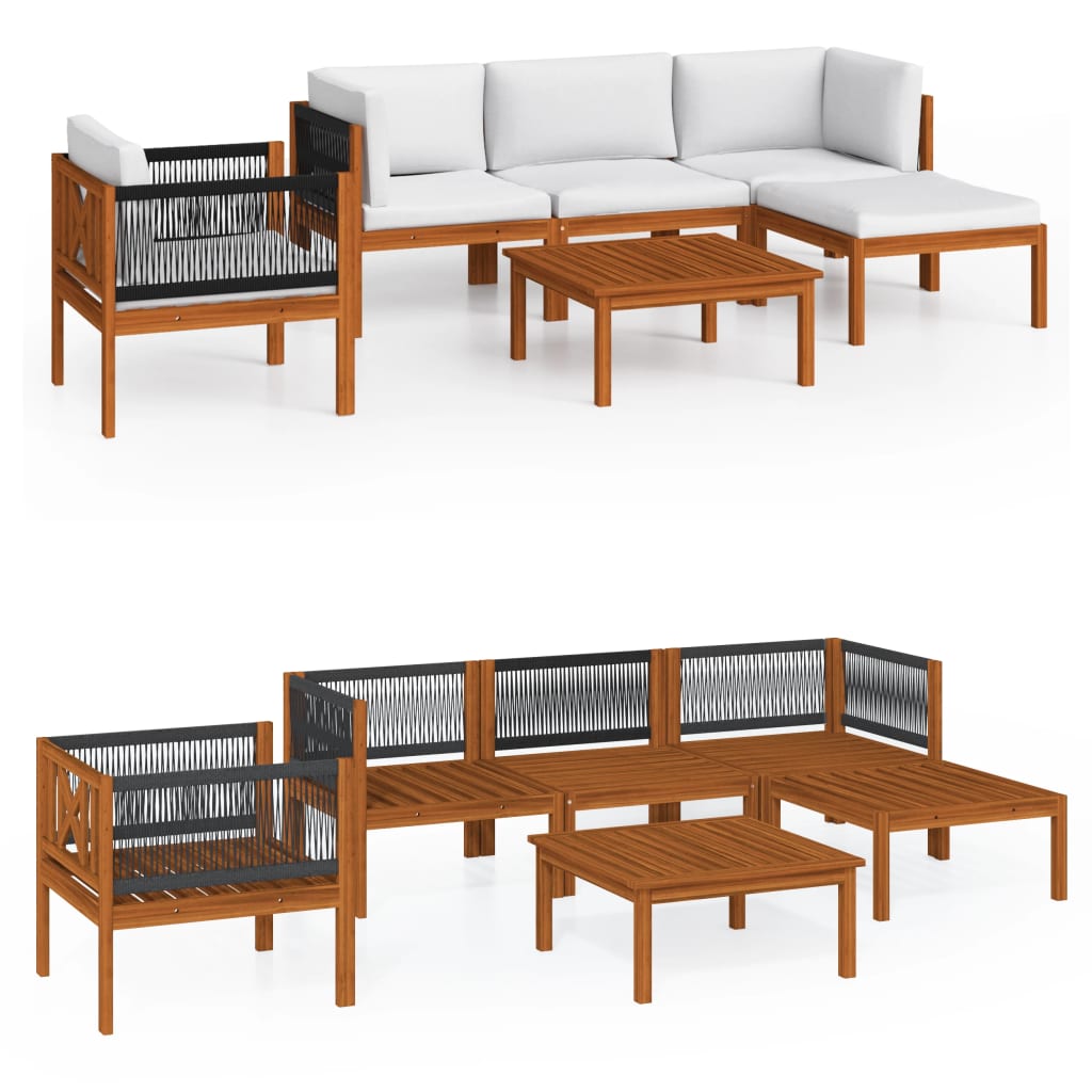 Garden Lounge Set Cream Solid Acacia wood Medium Seats Many