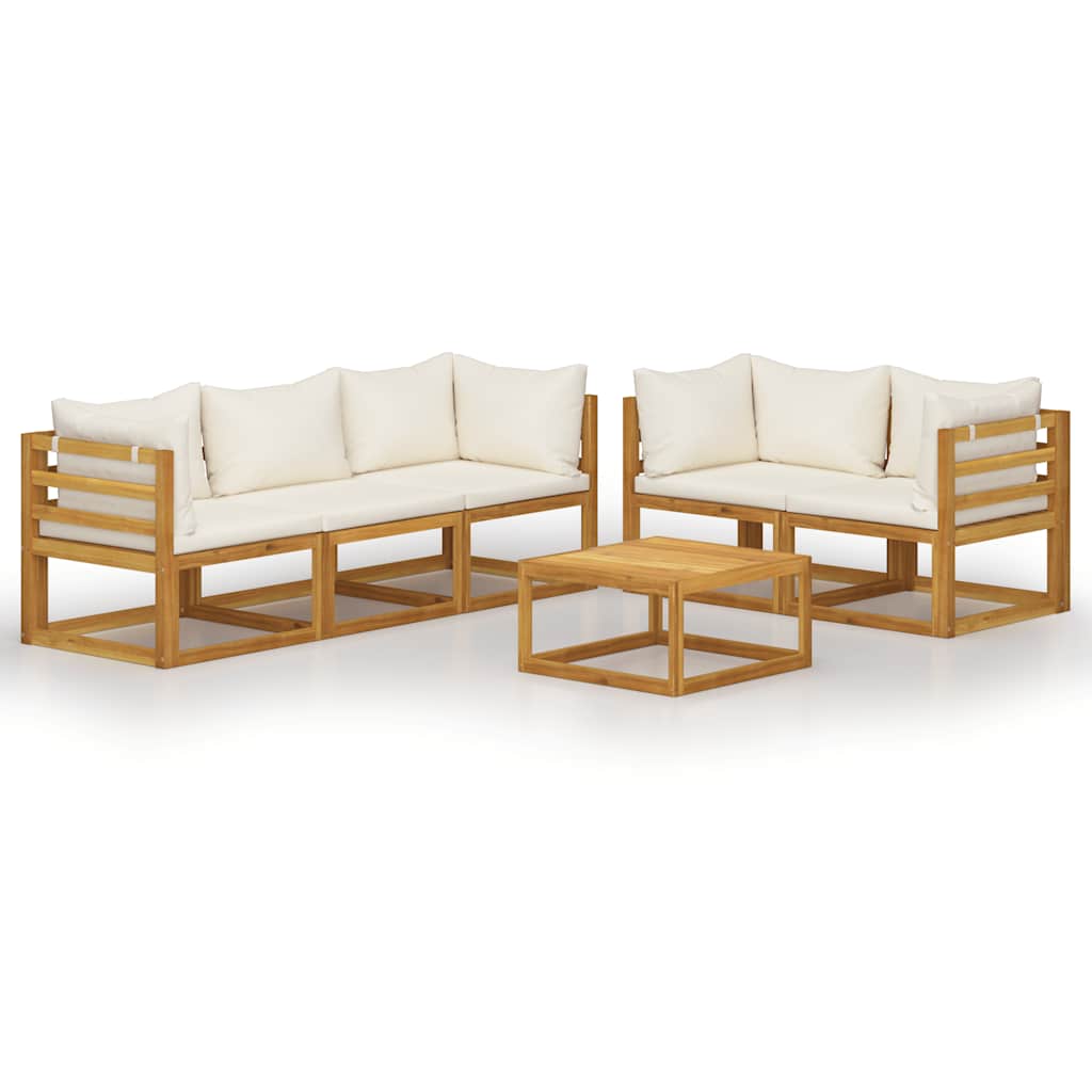 Garden Lounge Set Cream Solid Acacia Wood Modular