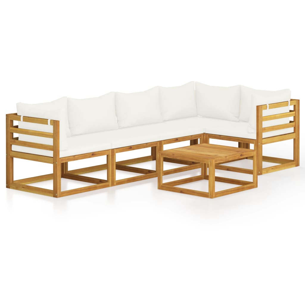 Garden Lounge Set Cream Solid acacia wood with an oil finish