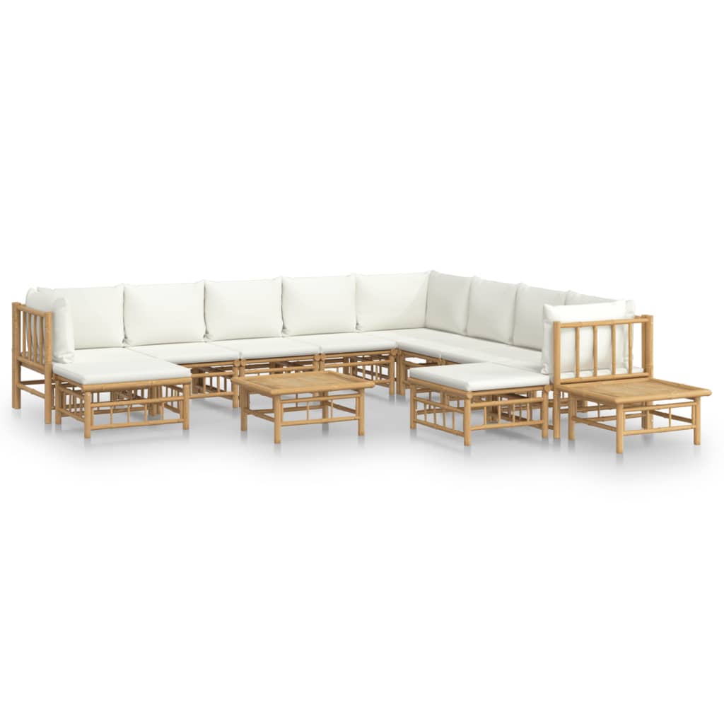 Garden Lounge Set Cream White Bamboo Medium Modular