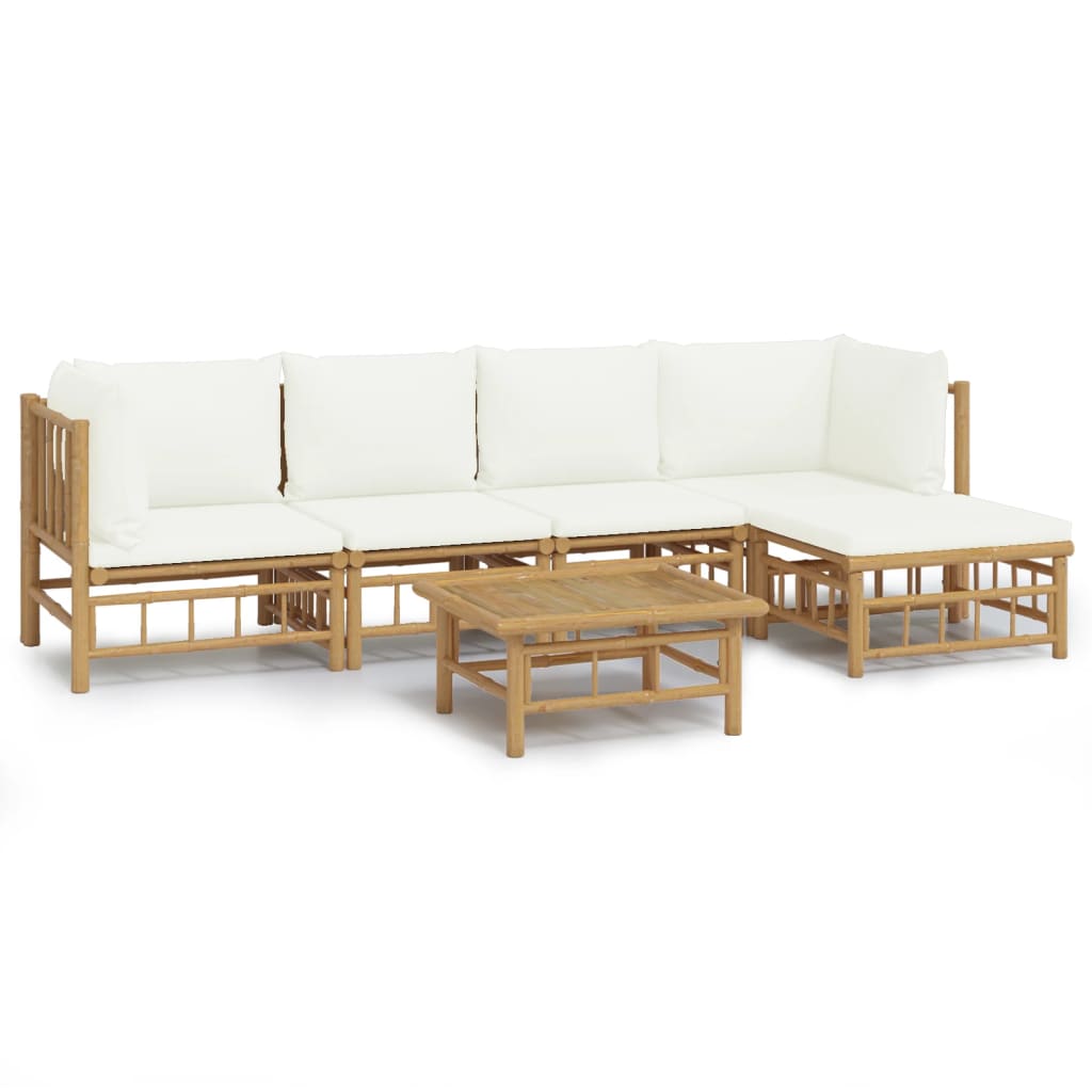Garden Lounge Set Cream white, Natural Bamboo
