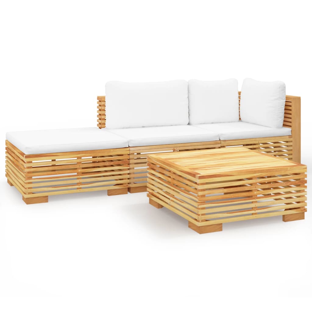 Garden Lounge Set Cream white, Natural Teak