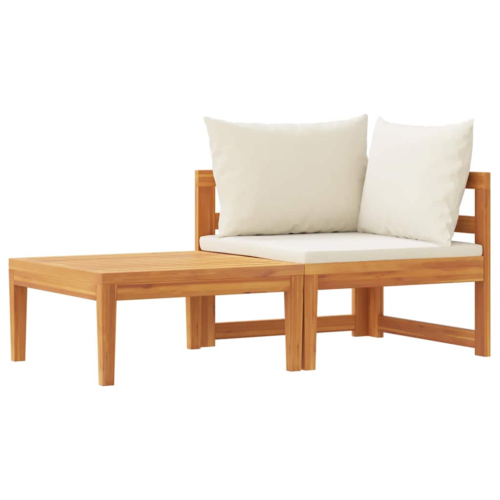 Garden Lounge Set Cream White Solid Acacia Wood Medium Durable