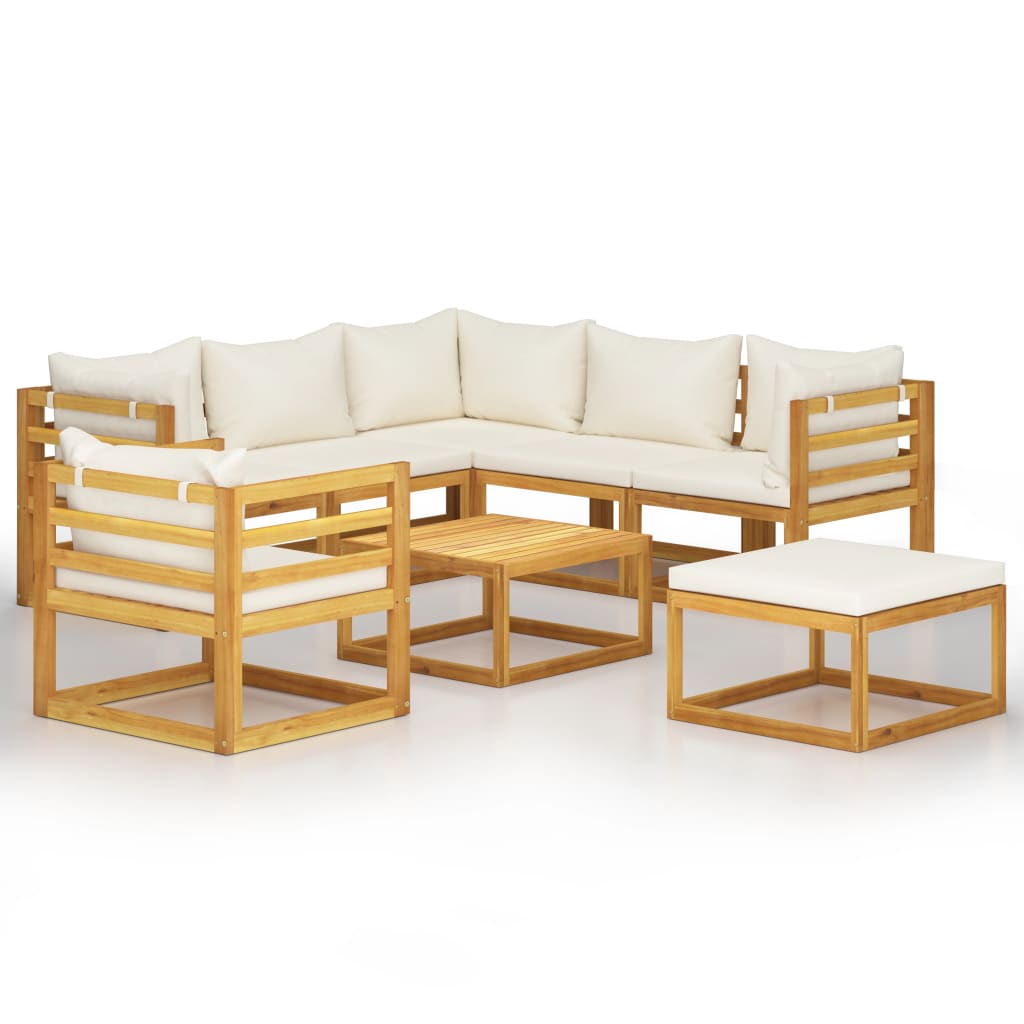 Garden Lounge Set Cream wood Solid acacia wood with an oil finish