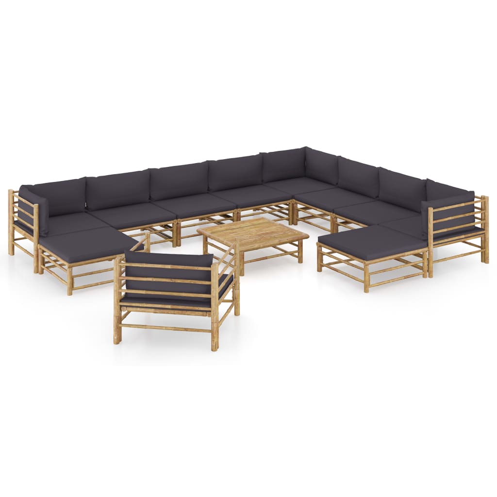 Garden Lounge Set Dark Gray Bamboo Modular Garden Lounge Set