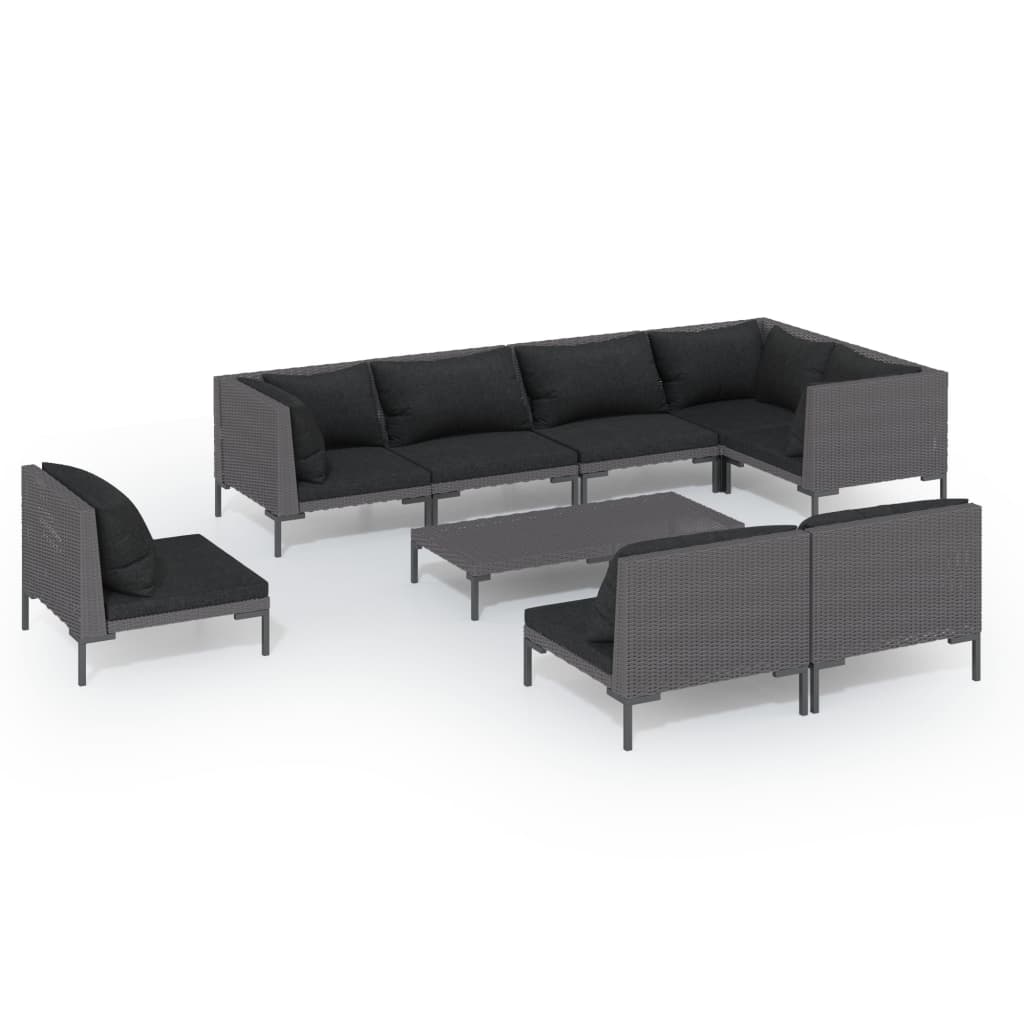 Garden Lounge Set Dark Gray Powder-coated steel Medium