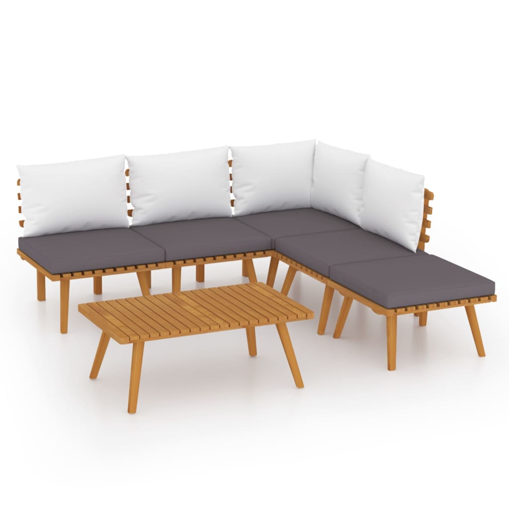 Garden Lounge Set Dark gray Solid acacia wood Large Modular