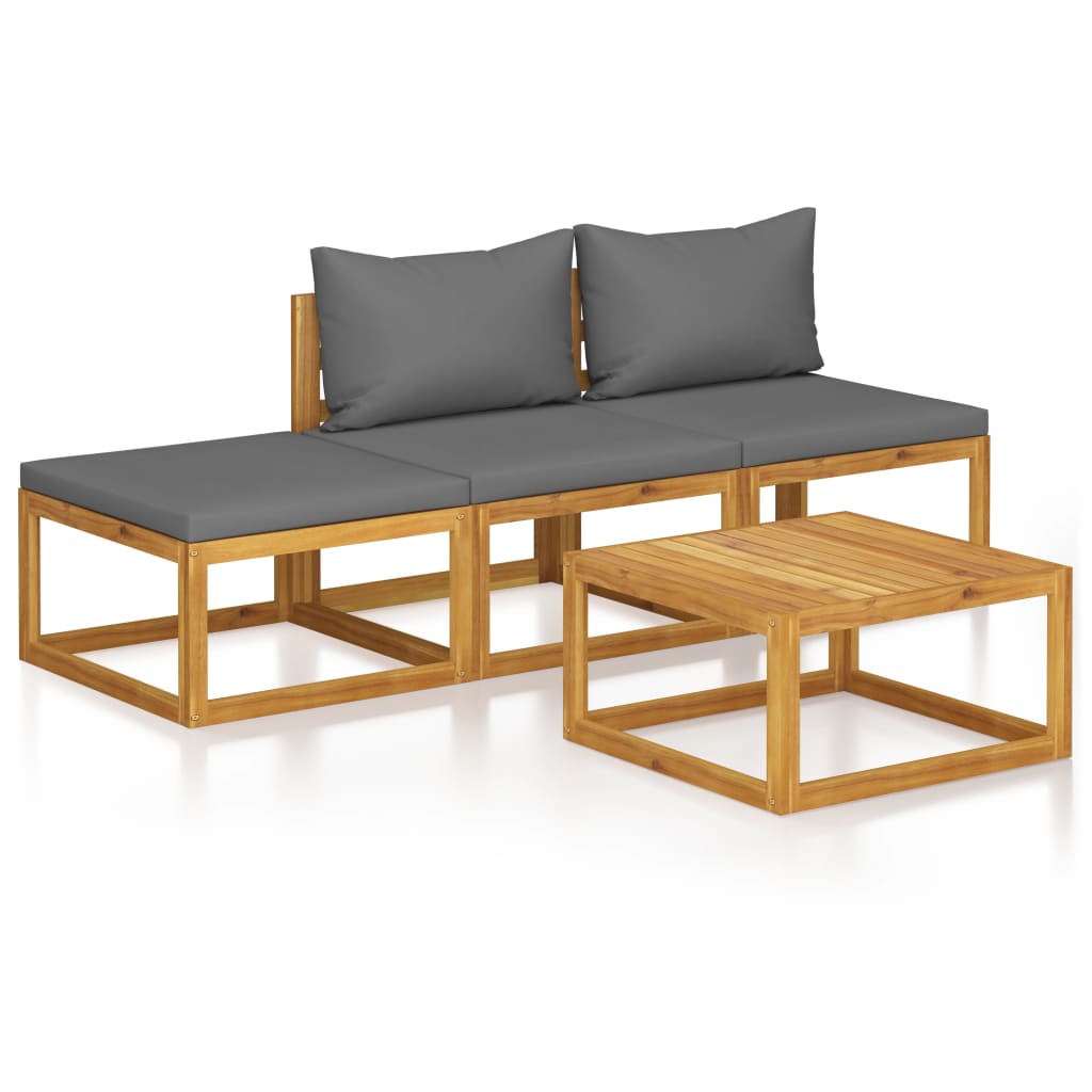 Garden Lounge Set Dark grey, Acacia wood brown