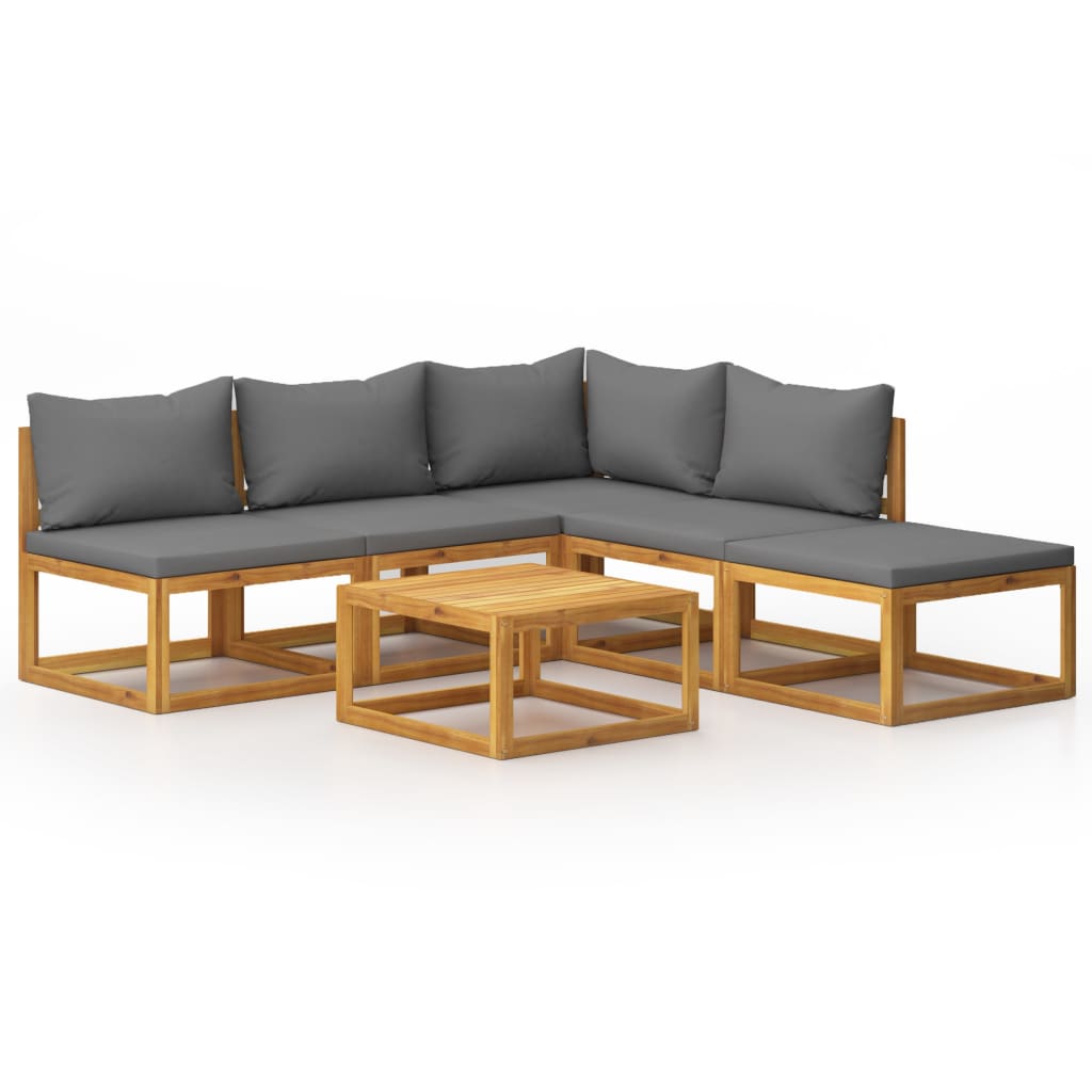 Garden Lounge Set Dark Grey, Acacia Wood Natural