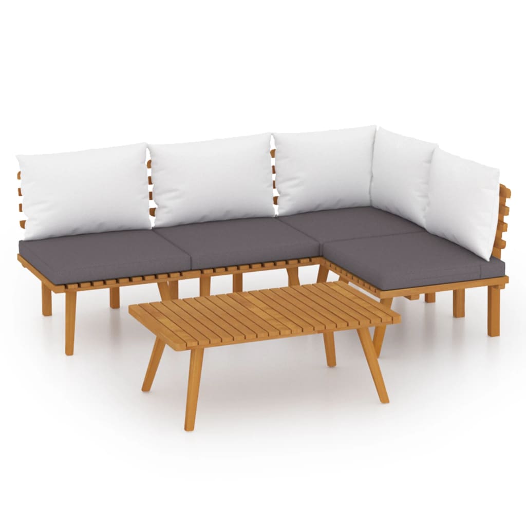 Garden Lounge Set Dark grey and white