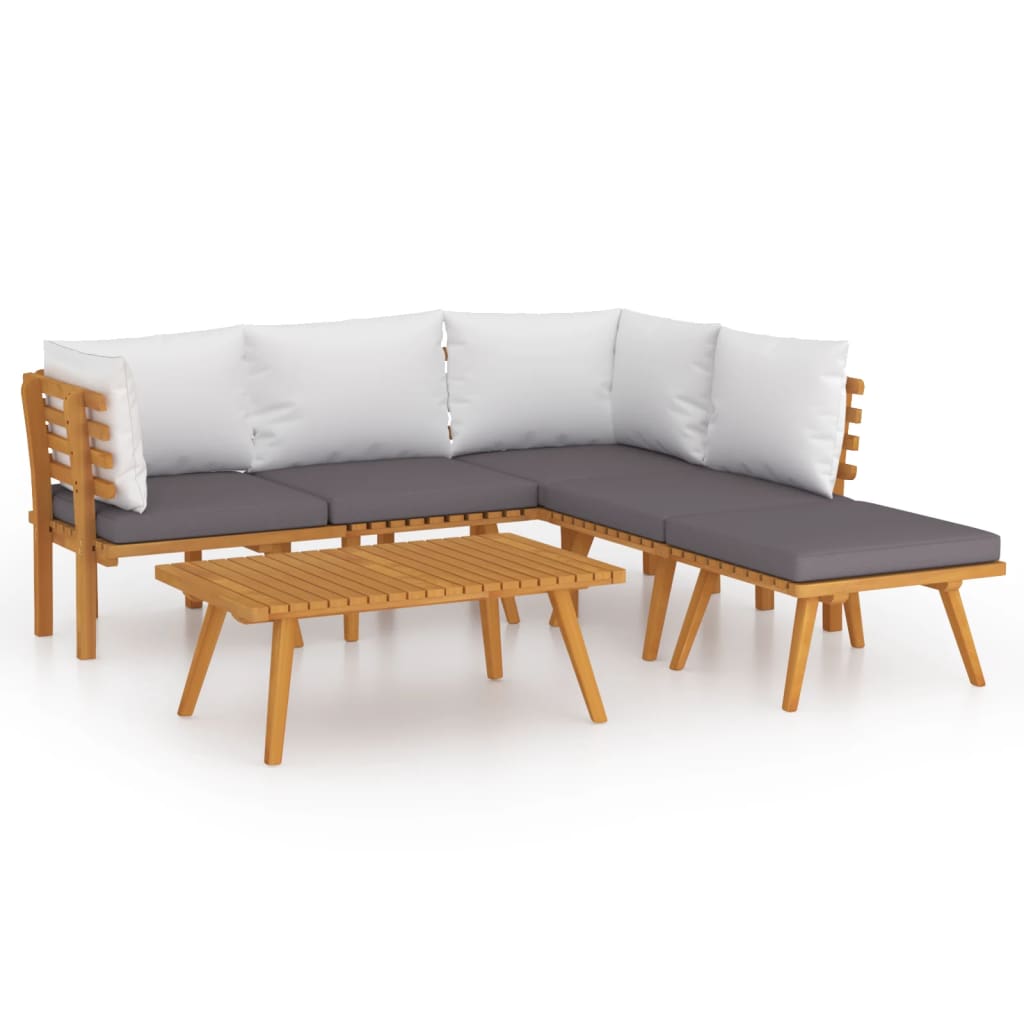 Garden Lounge Set Dark grey and white