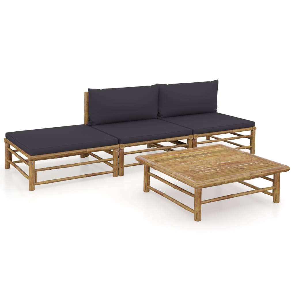 Garden Lounge Set Dark Grey, Bamboo Bamboo Medium Modular
