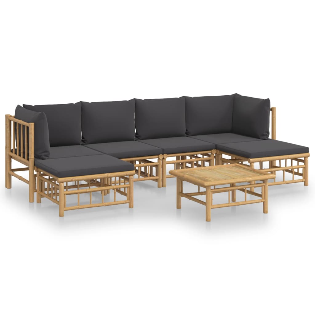 Garden Lounge Set Dark Grey Bamboo Large Modular