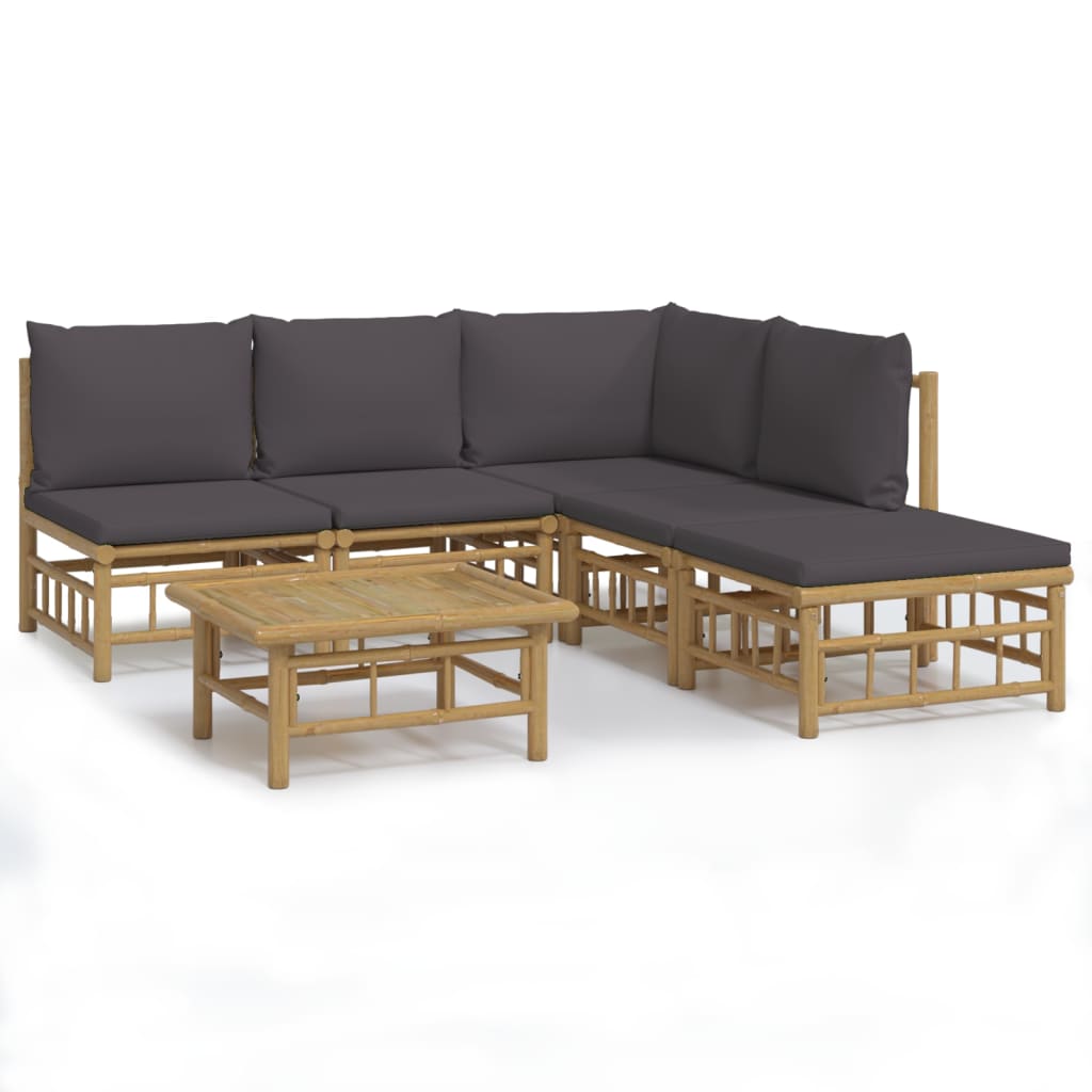 Garden Lounge Set Dark Grey Bamboo Medium Modular