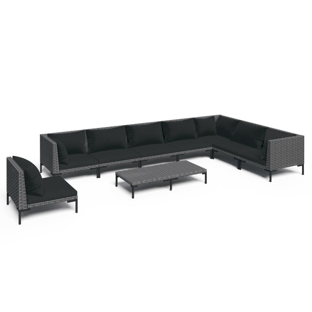 Garden Lounge Set Dark Grey, Black