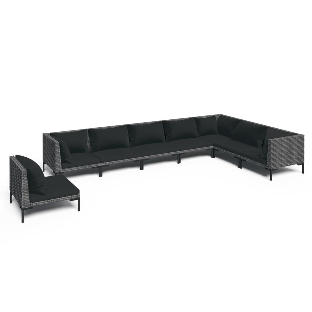Garden Lounge Set Dark Grey, Black