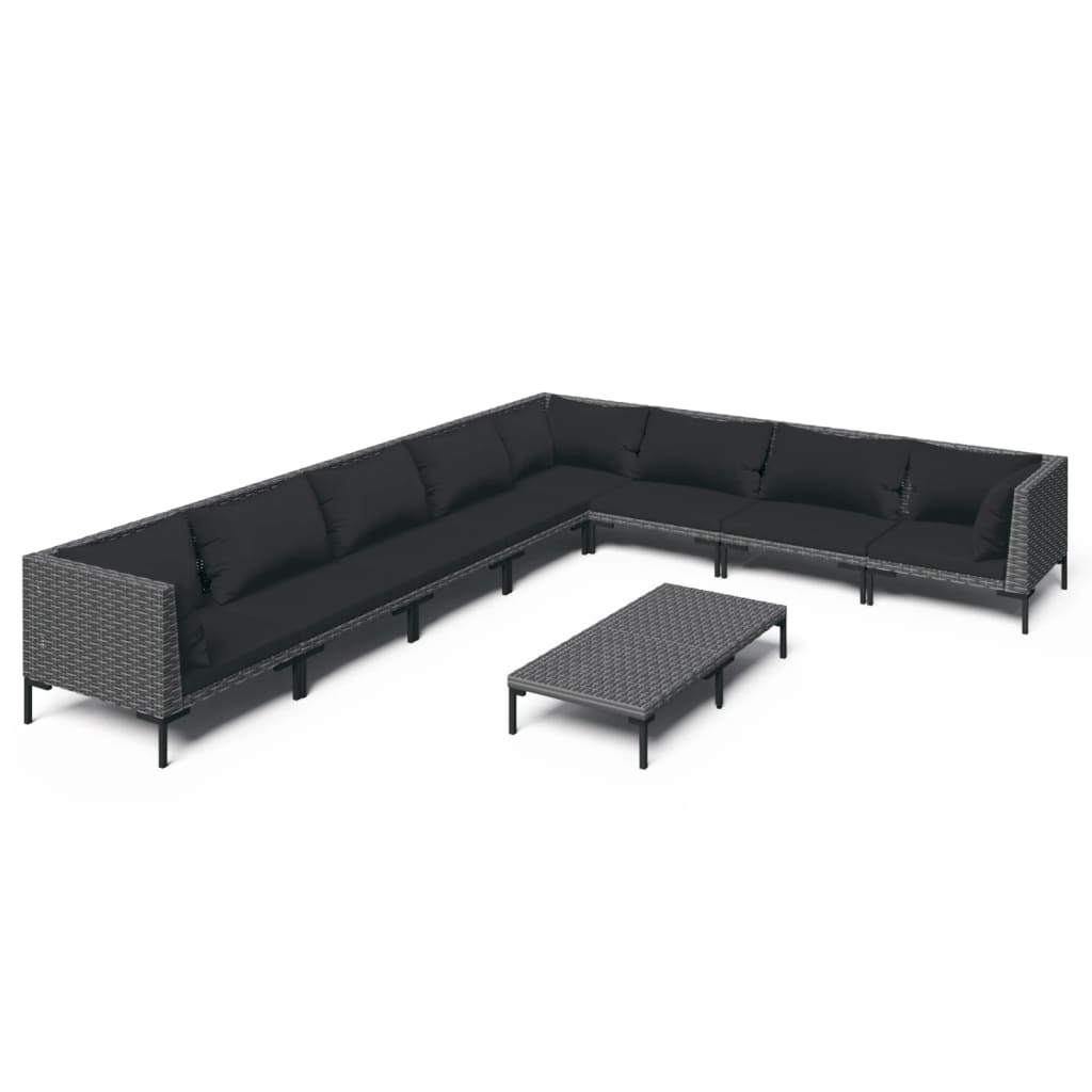 Garden Lounge Set Dark Grey, Black