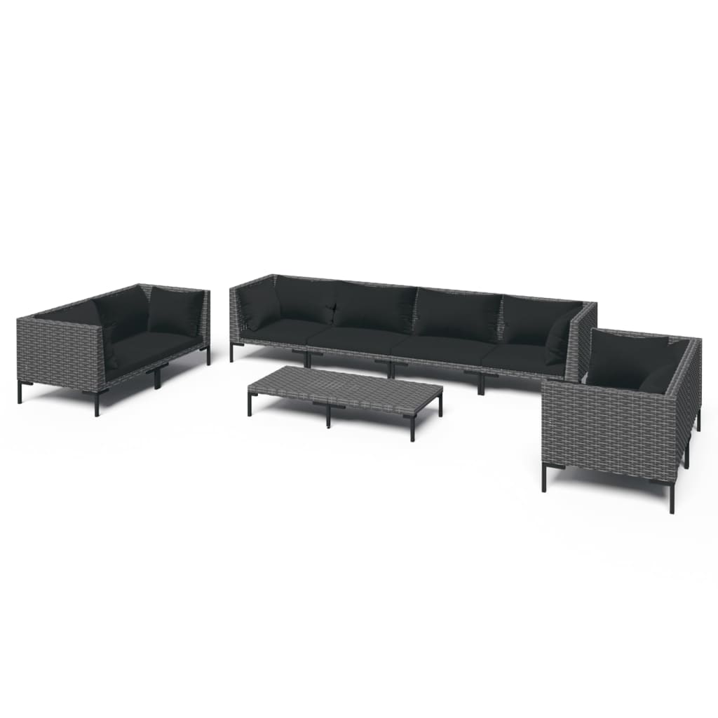 Garden Lounge Set Dark Grey, Black