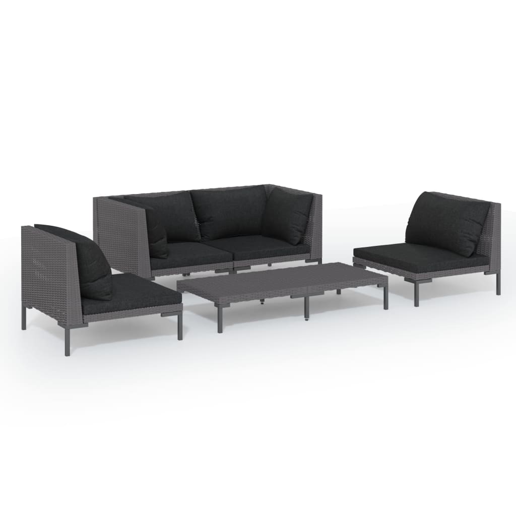 Garden Lounge Set Dark Grey, Black