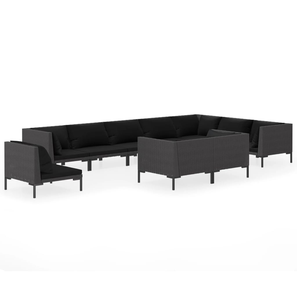 Garden Lounge Set Dark Grey, Black