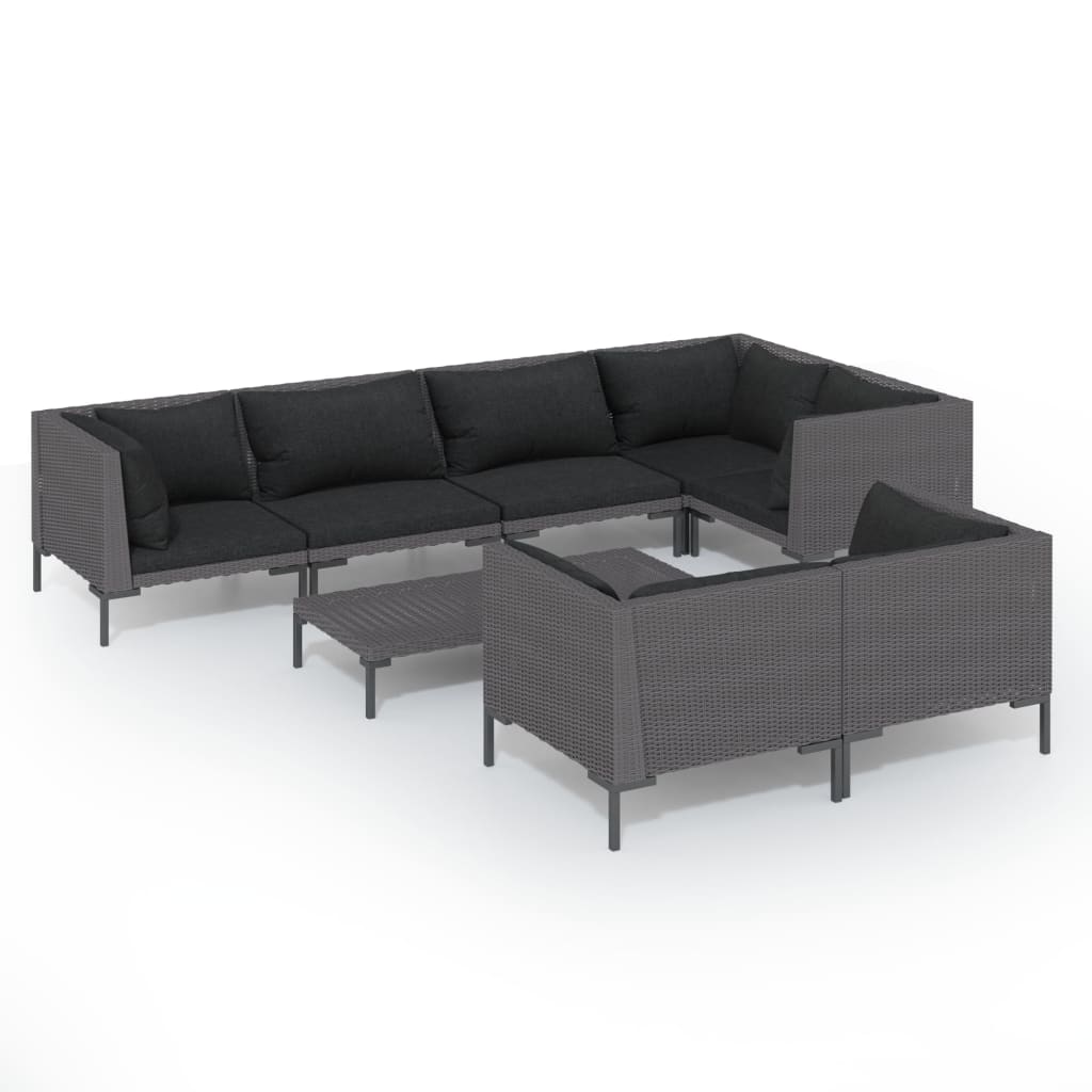 Garden Lounge Set Dark Grey, Black