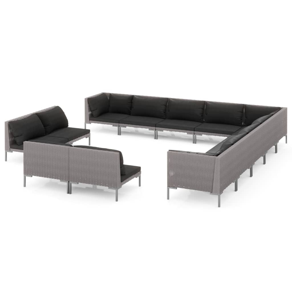 Garden Lounge Set Dark grey, Black