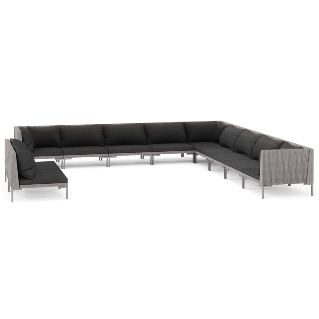 Garden Lounge Set Dark grey, Black