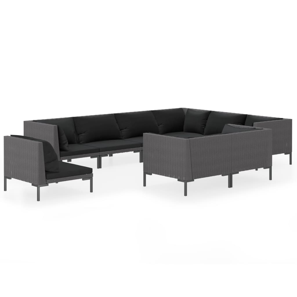 Garden Lounge Set Dark Grey, Black