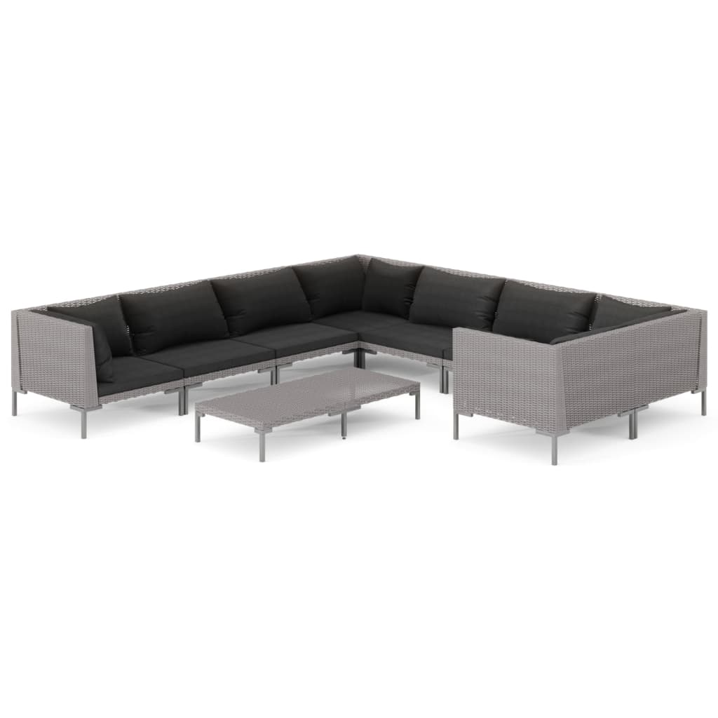 Garden Lounge Set Dark Grey, Black