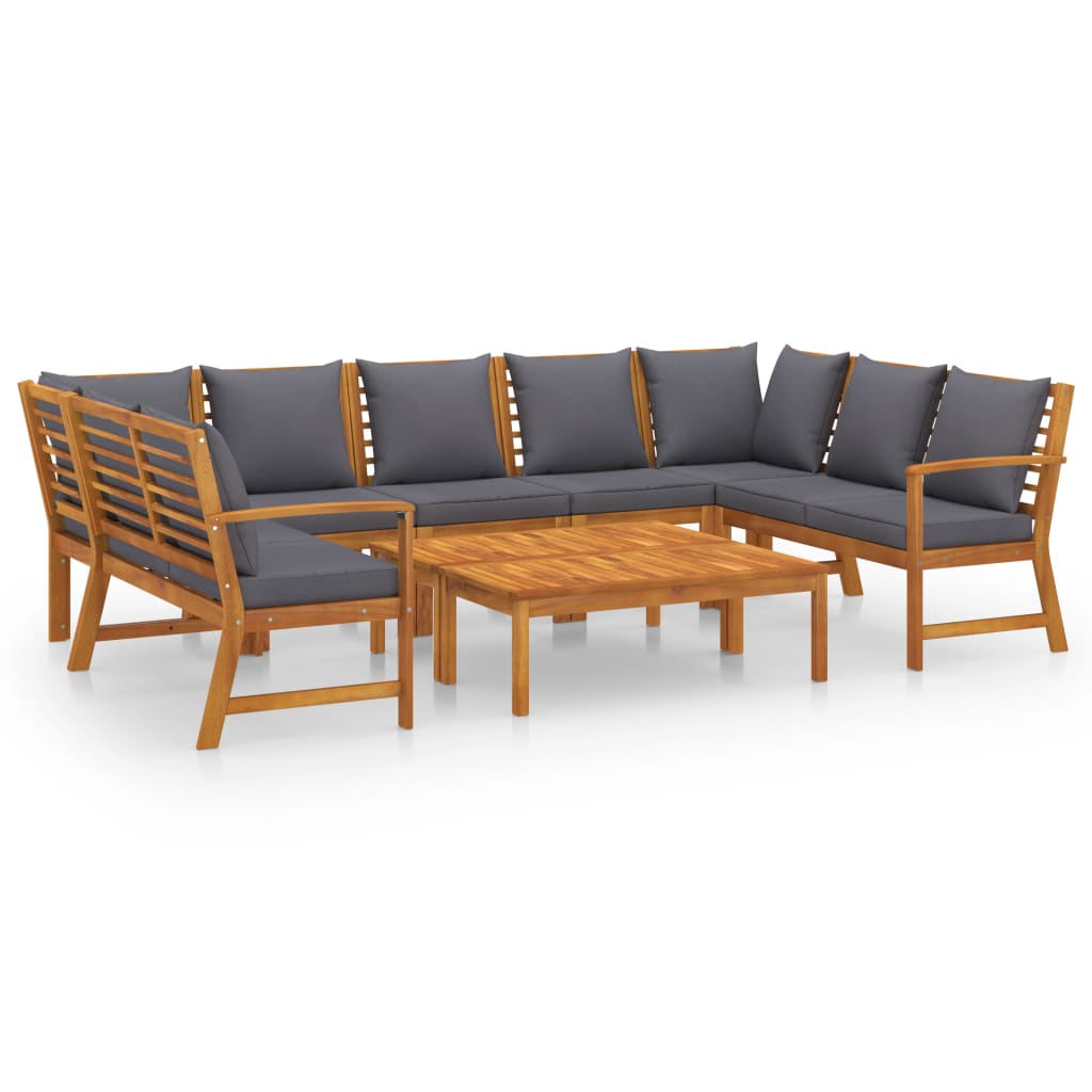 Garden Lounge Set Dark grey cushions