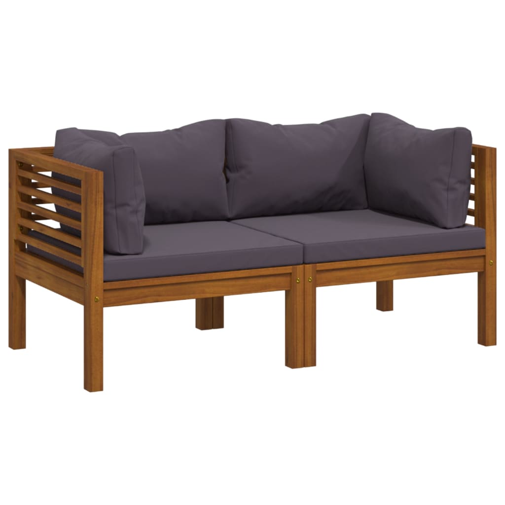 Garden Lounge Set Dark grey, Natural wood
