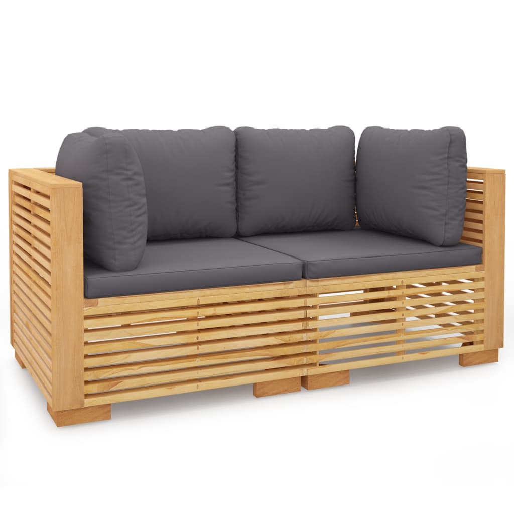 Garden Lounge Set Dark grey, Natural wood