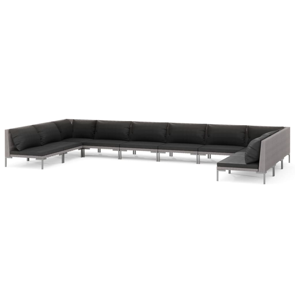 Garden Lounge Set Dark Grey Powder-coated steel 10-piece set